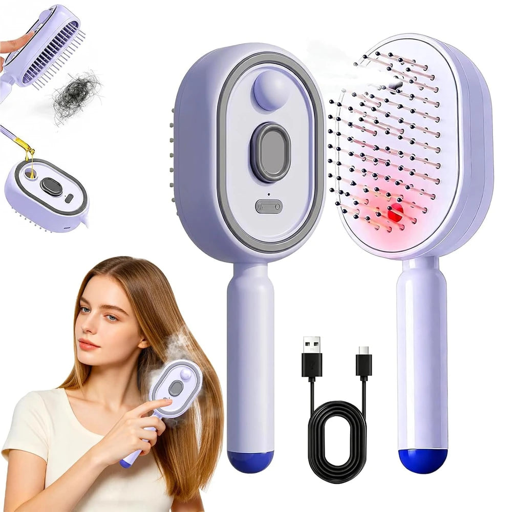 Electric Self-Cleaning Mist Hair Brush