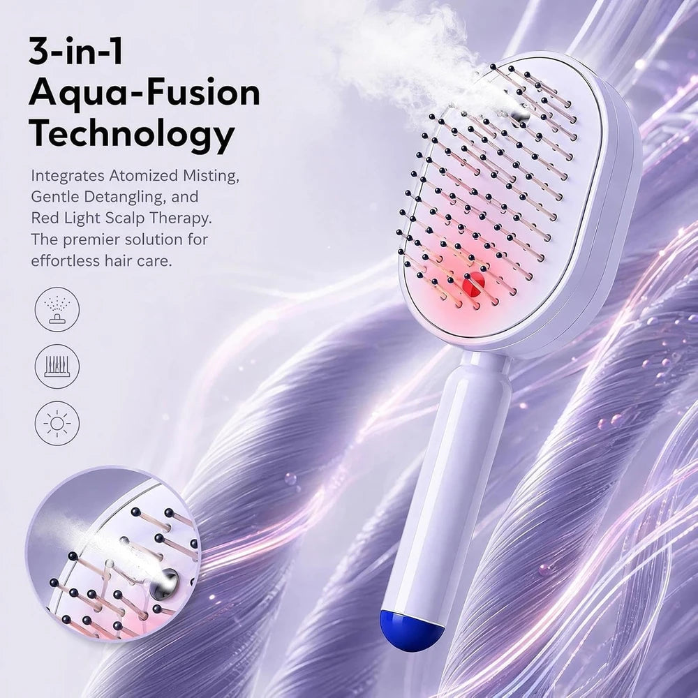 Electric Self-Cleaning Mist Hair Brush