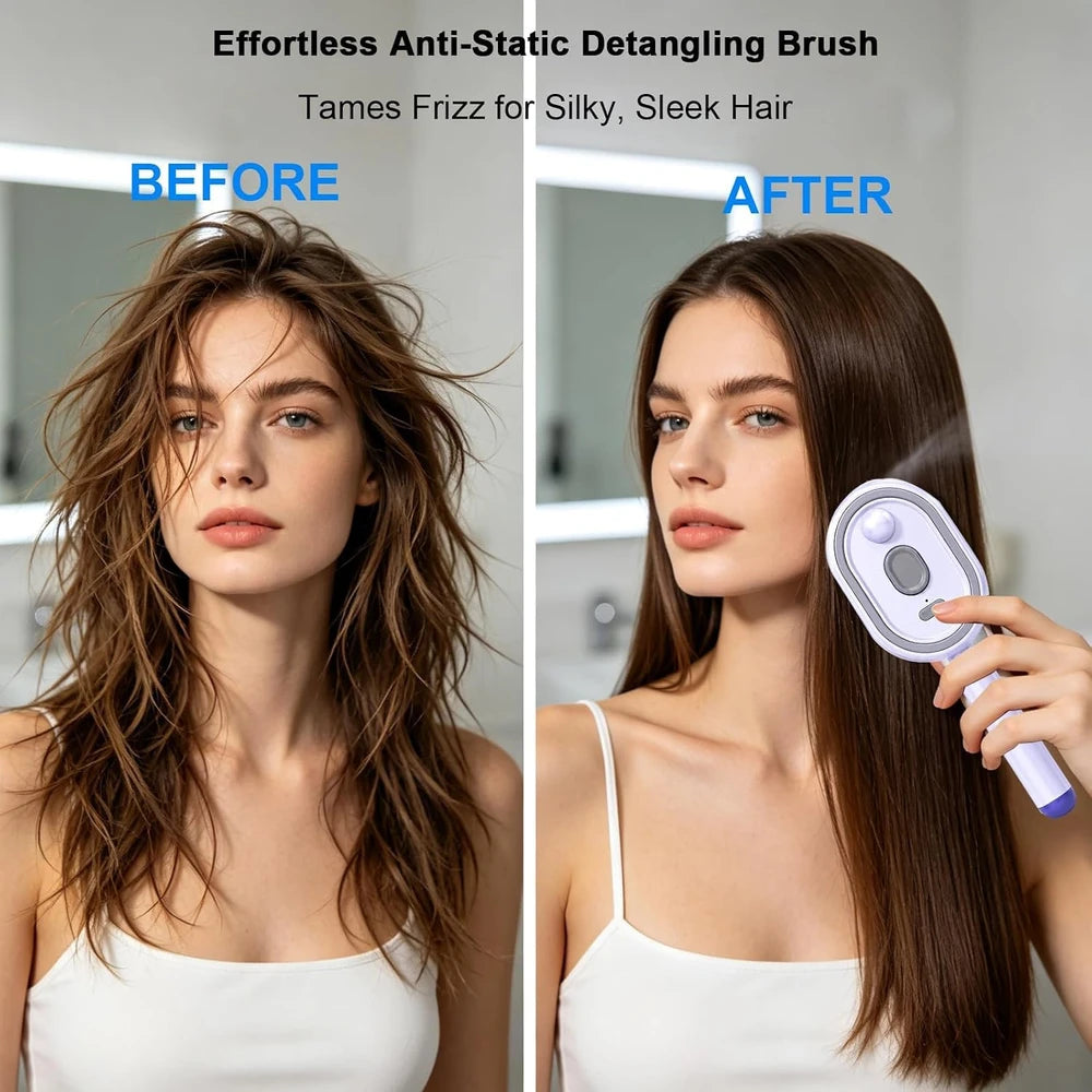 Electric Self-Cleaning Mist Hair Brush