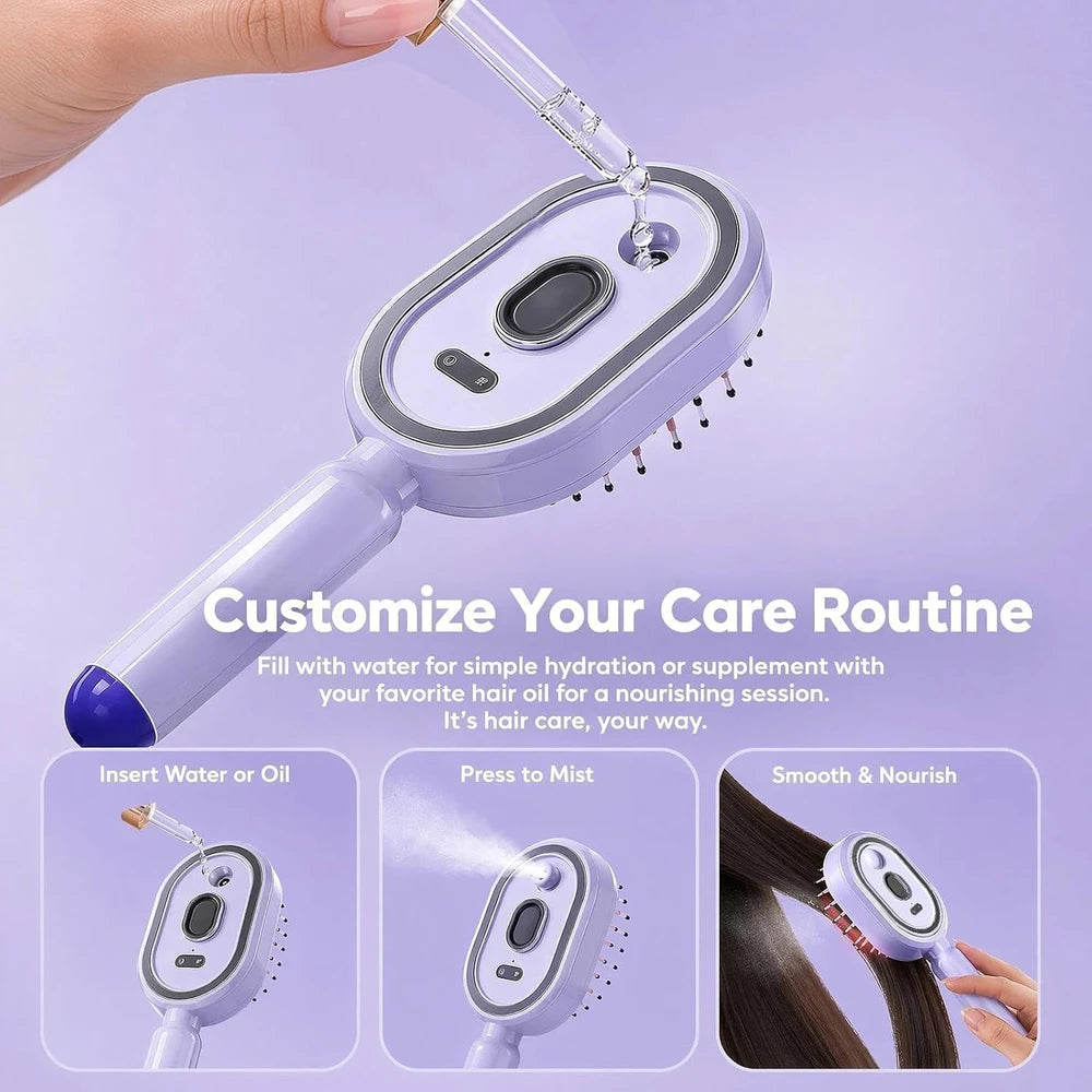 Electric Self-Cleaning Mist Hair Brush