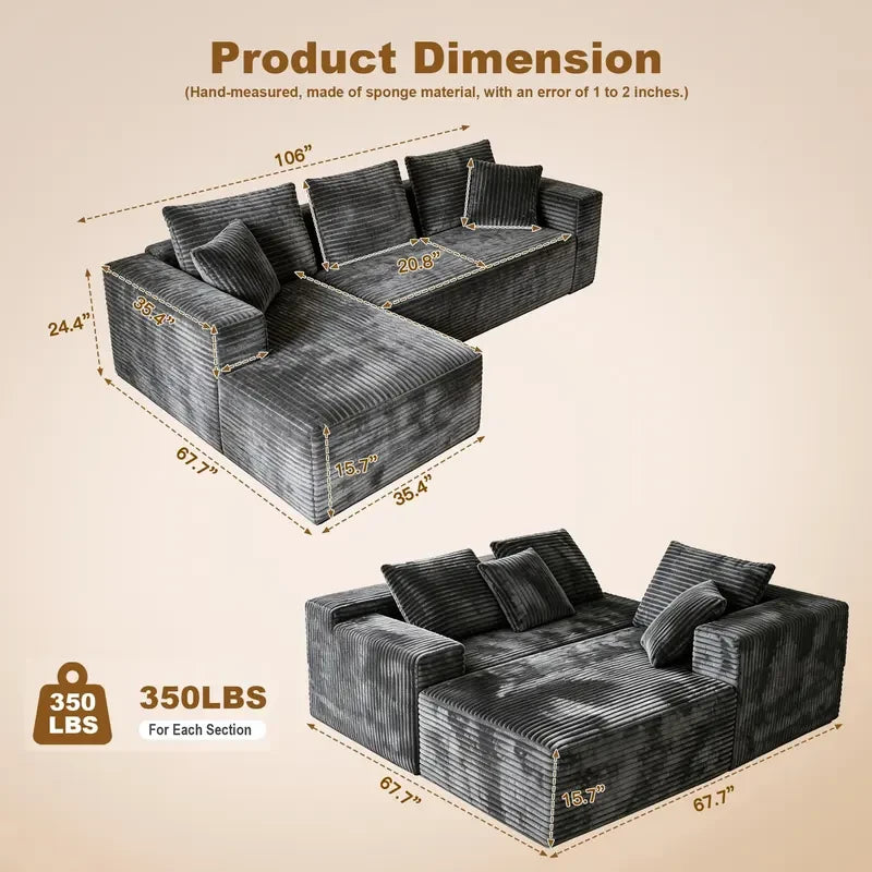 Modular Corduroy Cloud Sofa
